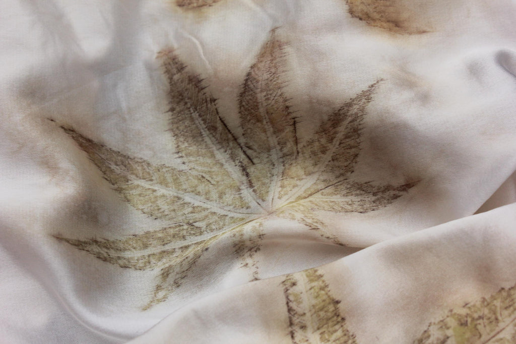 Castor Leaf Silk Scarf Eco Printed