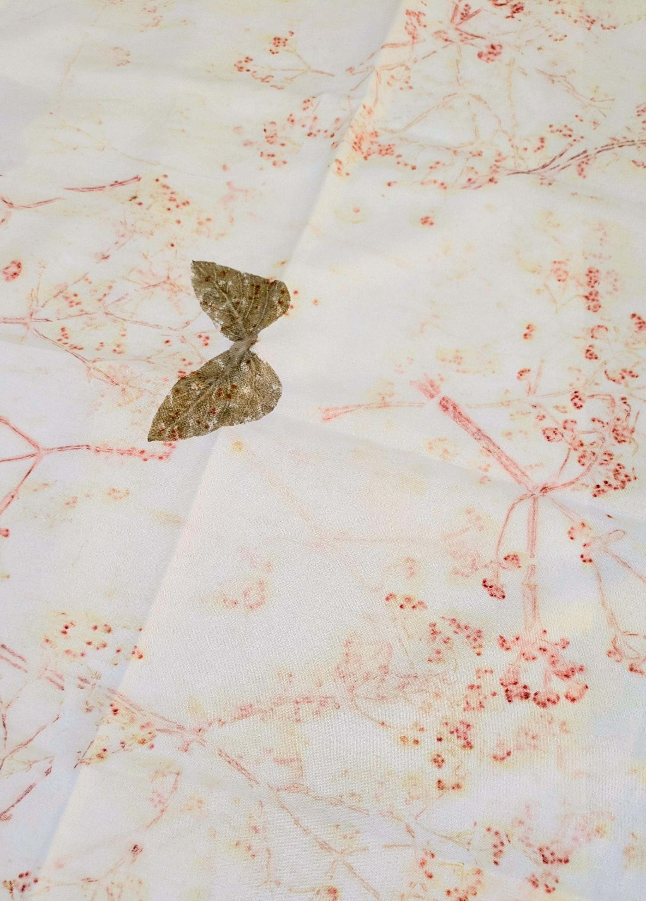 Golden Cotton Scarf: Eco-Friendly Botanical Print