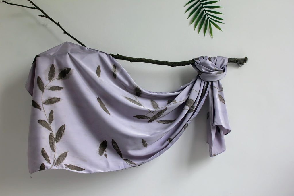 Handmade Purple Eco-Printed Silk Scarf