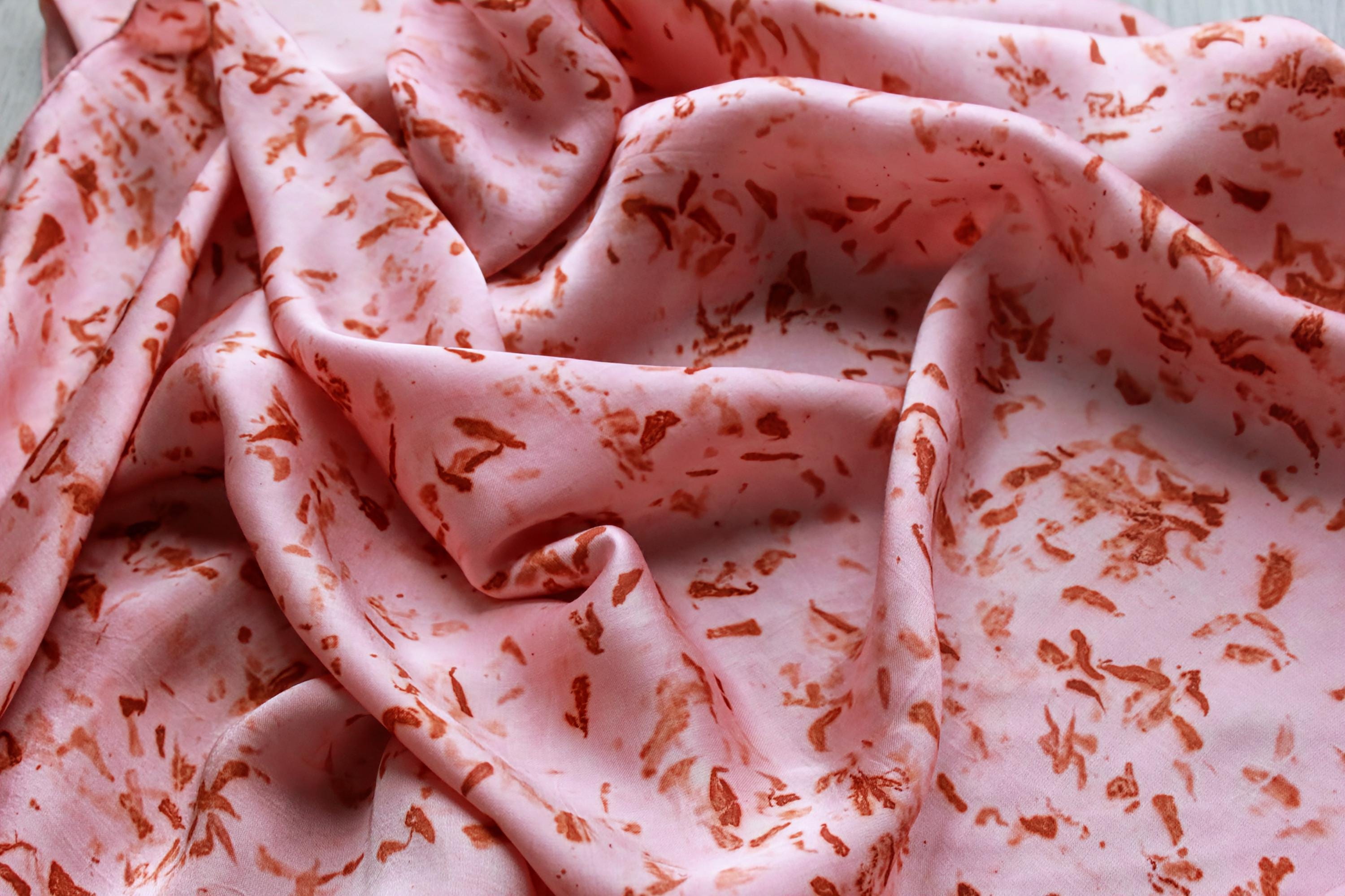 Pink Marigold Flower Print Silk Scarf