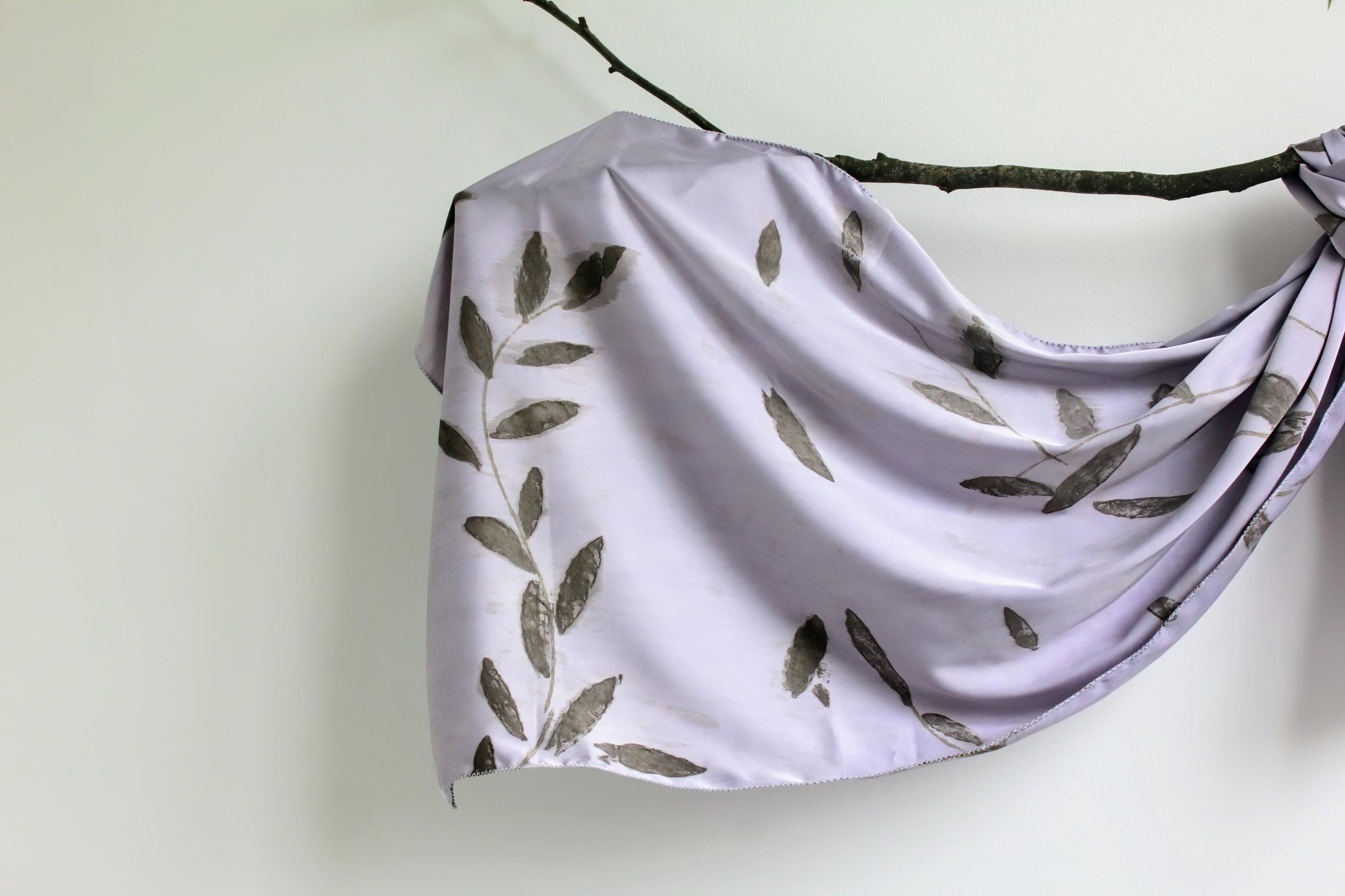 Handmade Purple Eco-Printed Silk Scarf