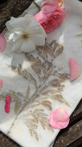 Rose Fabric Scarf Eco Printed: Silver Oak Leaf Design
