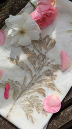 Rose Fabric Scarf Eco Printed: Silver Oak Leaf Design