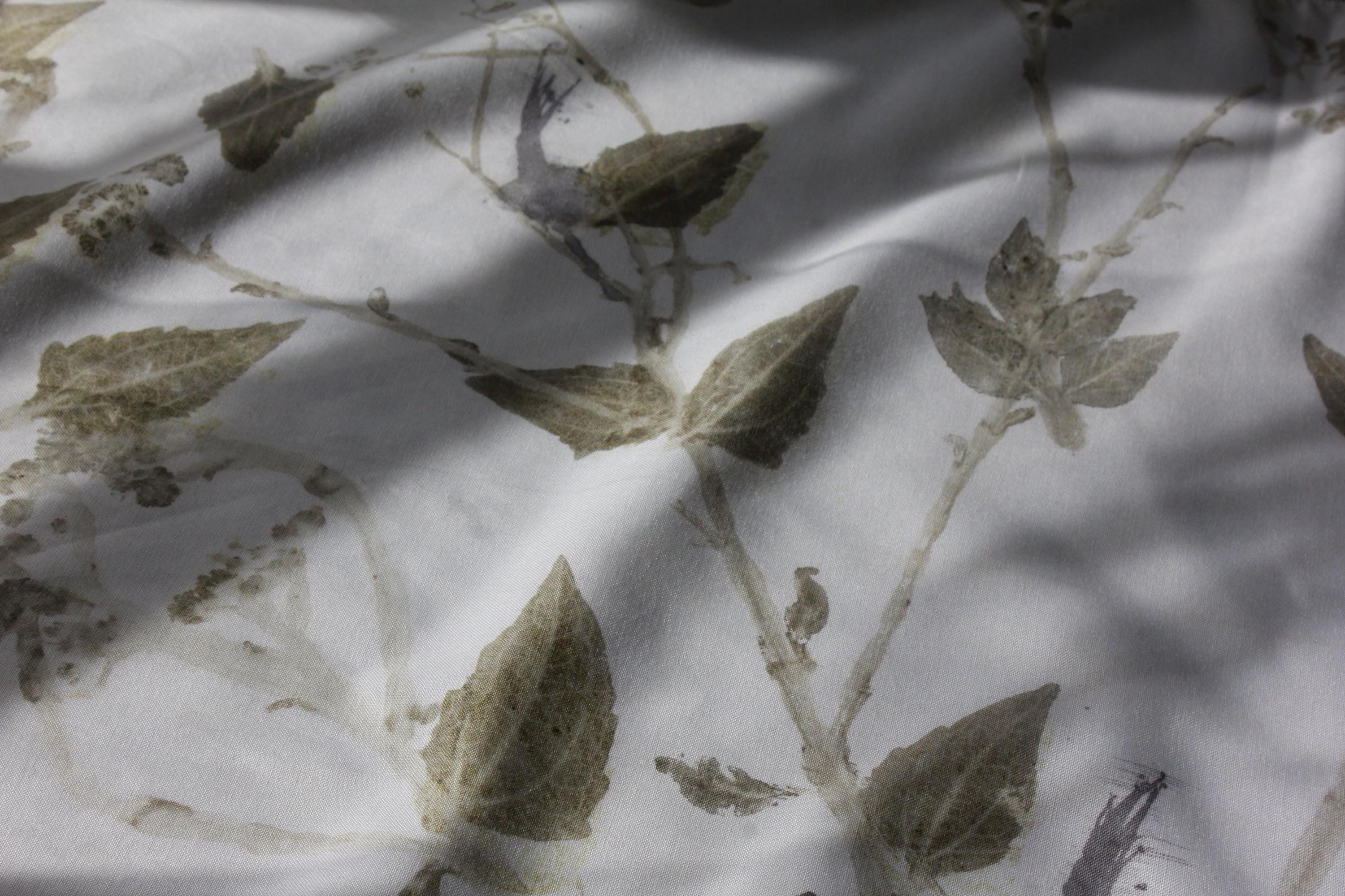 White Cotton Scarf: Eco-Friendly Botanical Print