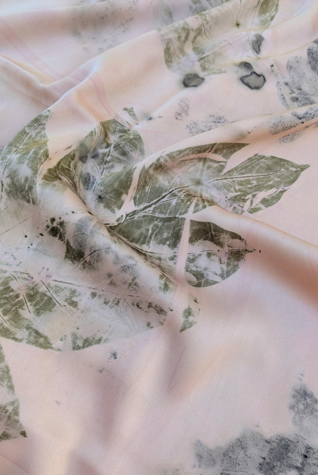 Dark Pink Silk Scarf: Leaf imprint, Natural Dye