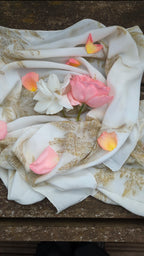 Rose Fabric Scarf Eco Printed: Silver Oak Leaf Design