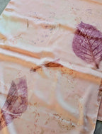 Pink Handmade Silk Scarf: Eco Printed with Real Leaves, Naturally Dyed
