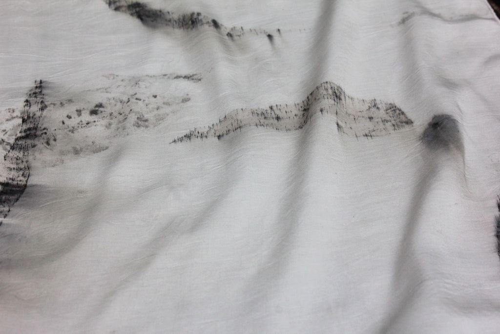 White Silk Eucalyptus Leaf Scarf Eco Printed