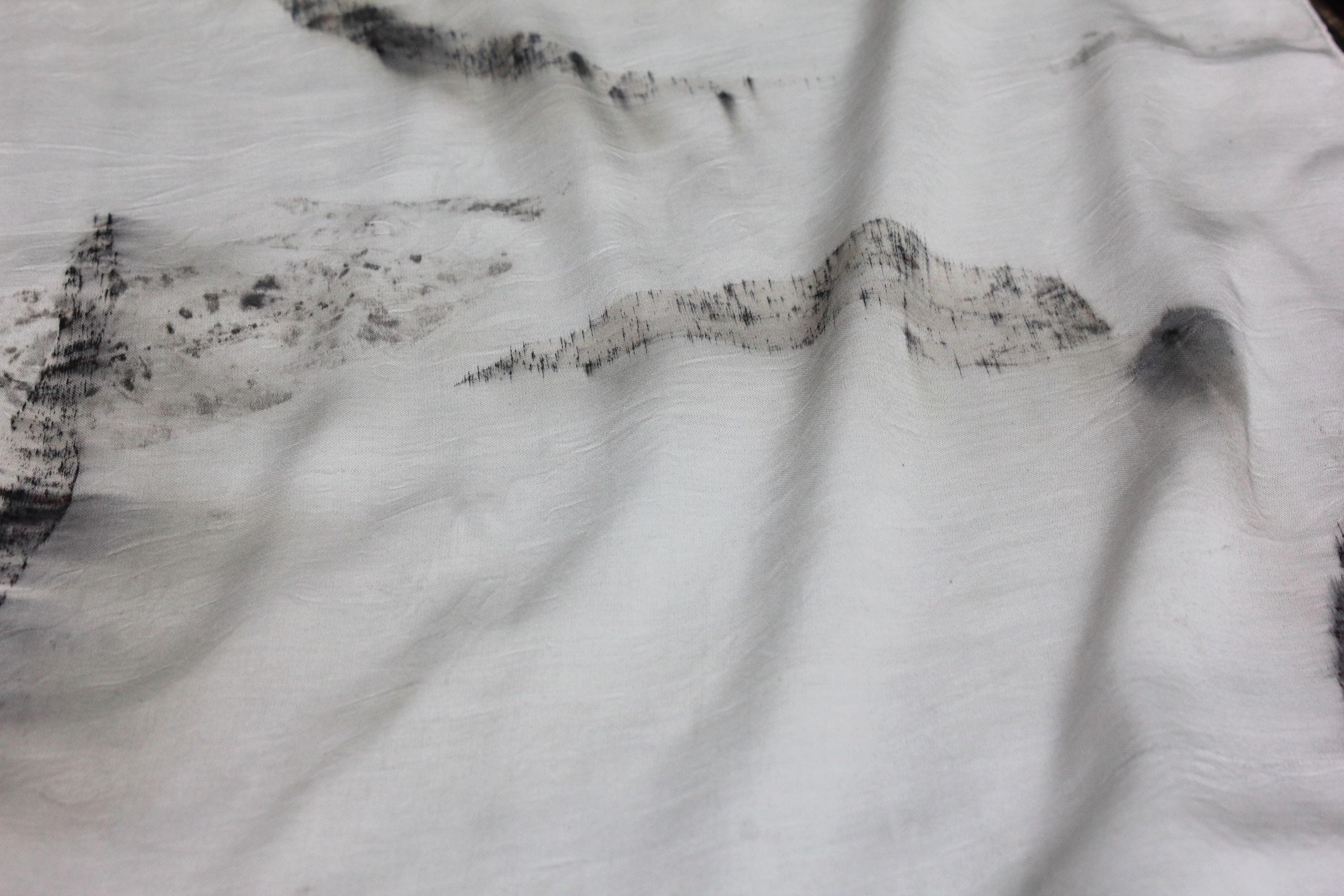White Silk Eucalyptus Leaf Scarf Eco Printed