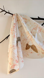 Golden Cotton Scarf: Eco-Friendly Botanical Print