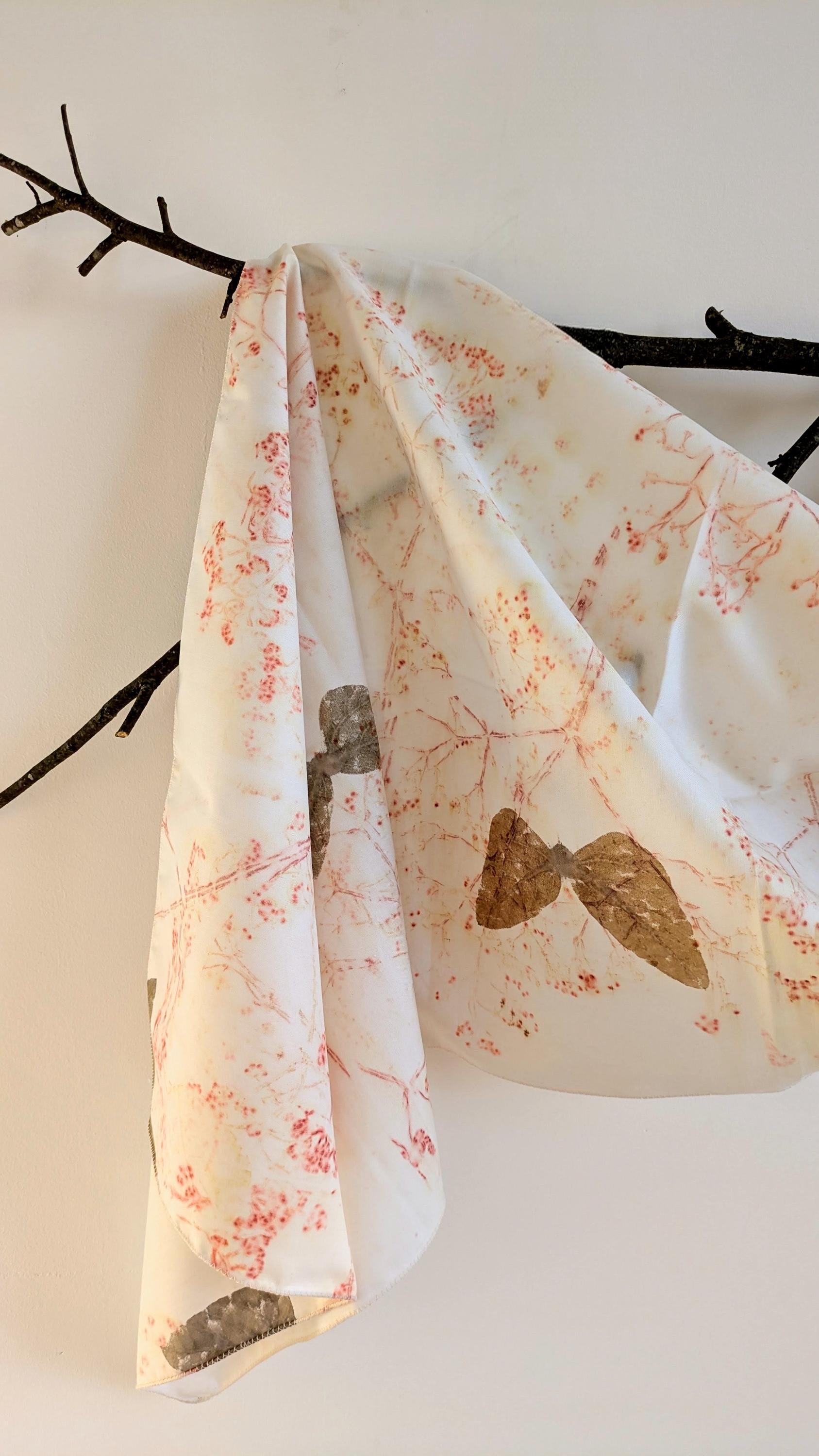 Golden Cotton Scarf: Eco-Friendly Botanical Print