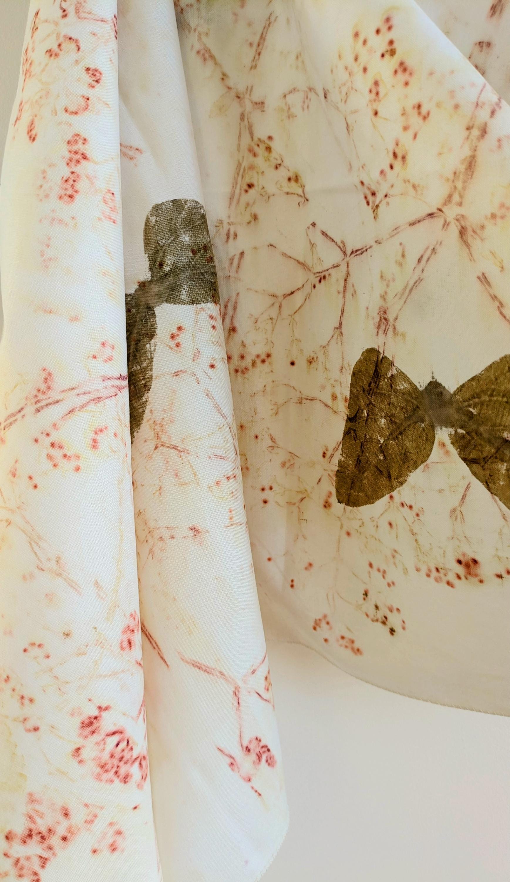 Golden Cotton Scarf: Eco-Friendly Botanical Print
