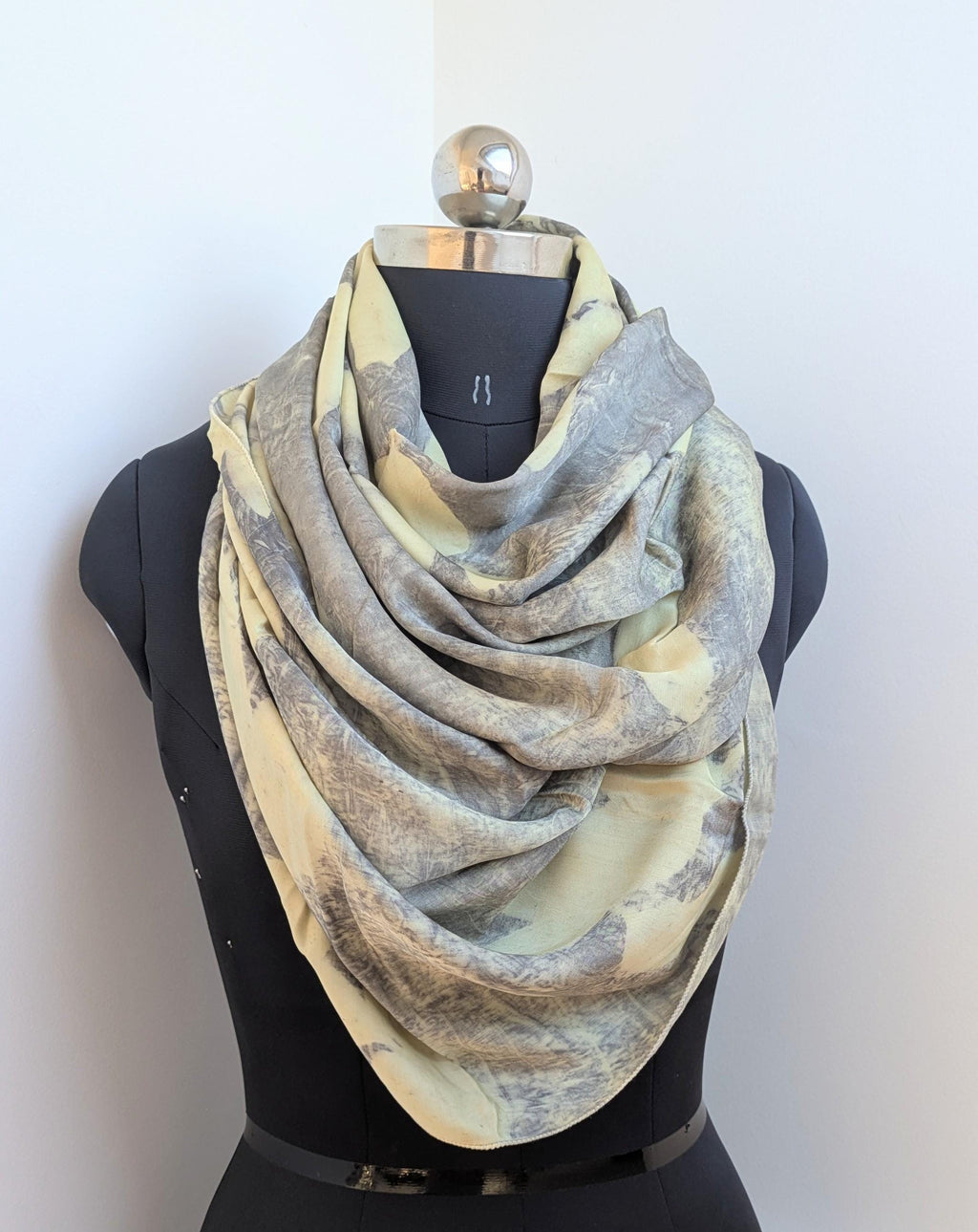 Black and Yellow Eco-Printed Silk Scarf