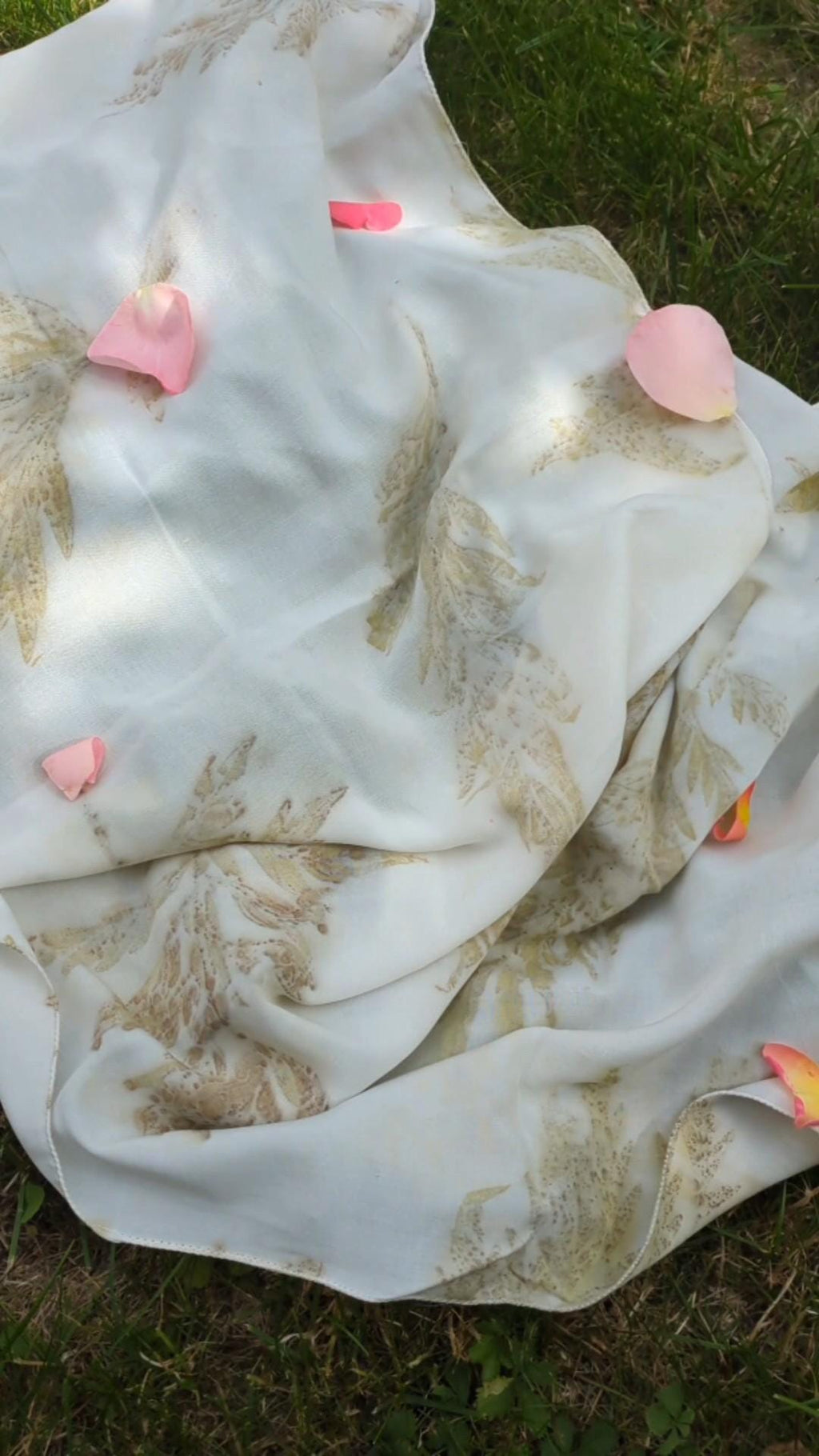 Rose Fabric Scarf Eco Printed: Silver Oak Leaf Design