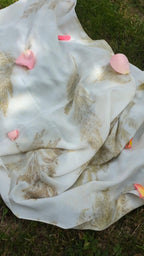 Rose Fabric Scarf Eco Printed: Silver Oak Leaf Design