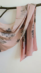 Dark Pink Silk Scarf: Leaf imprint, Natural Dye