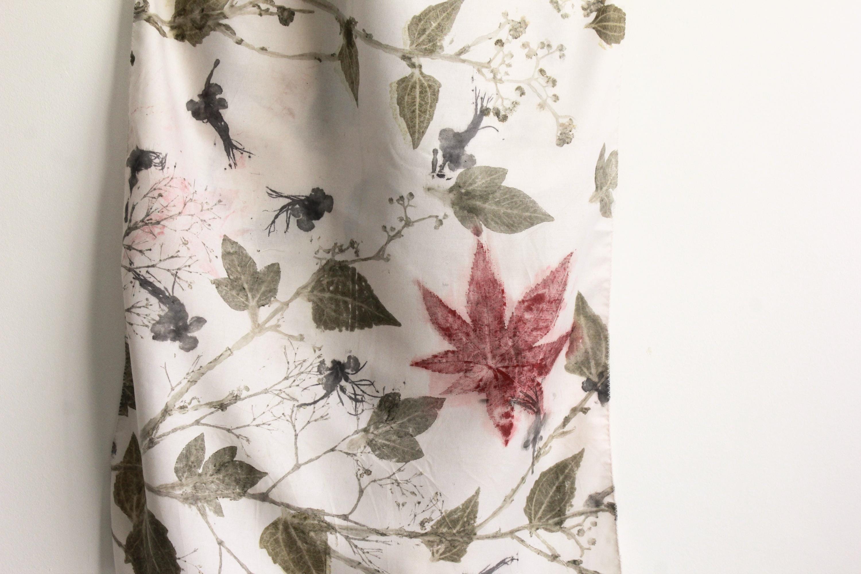 White Cotton Scarf: Eco-Friendly Botanical Print