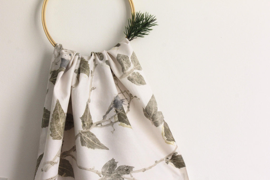White Cotton Scarf: Eco-Friendly Botanical Print