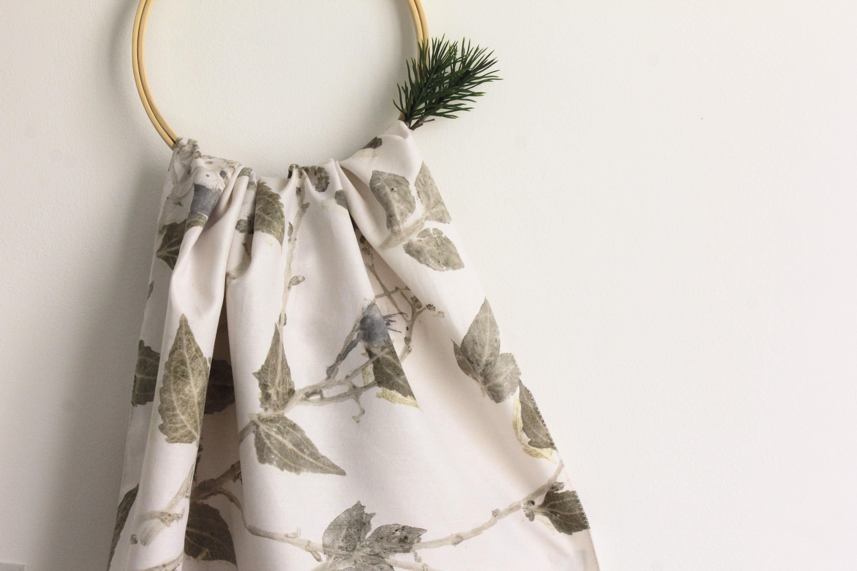 White Cotton Scarf: Eco-Friendly Botanical Print