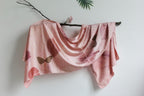 Pink Handmade Silk Scarf: Eco Printed with Real Leaves, Naturally Dyed
