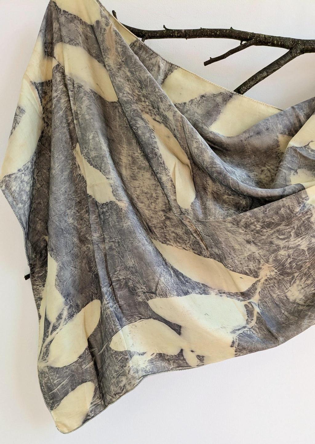 Black and Yellow Eco-Printed Silk Scarf