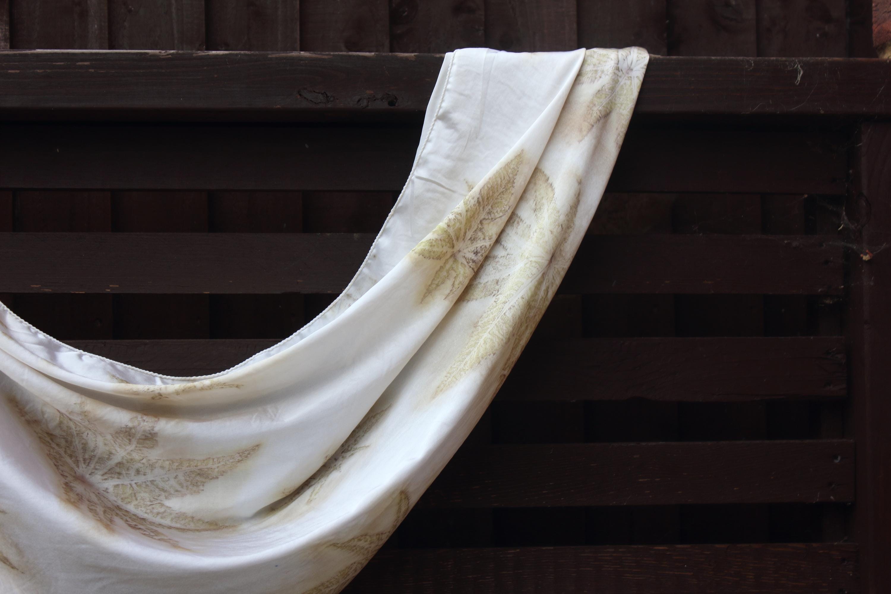 Castor Leaf Silk Scarf Eco Printed