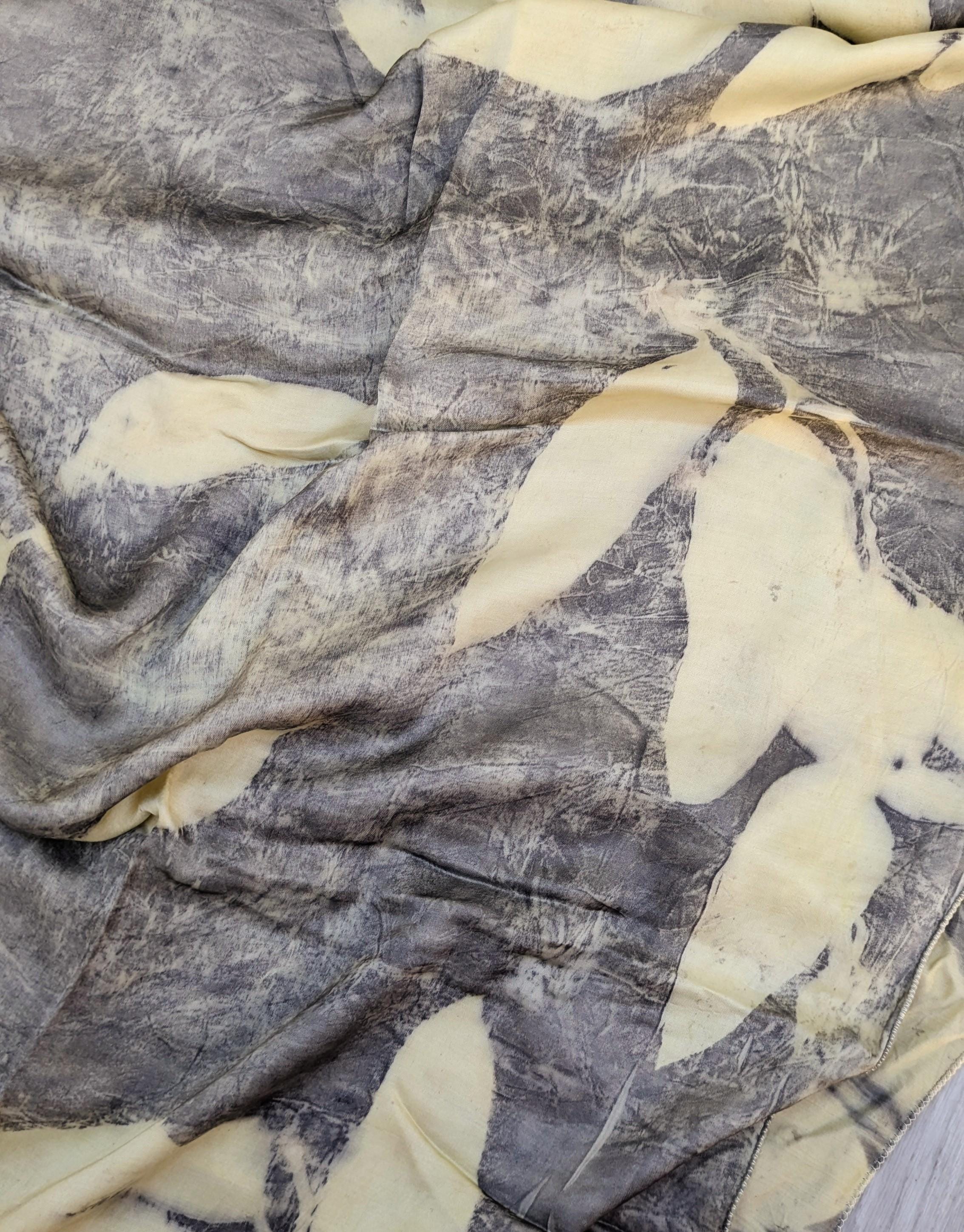 Black and Yellow Eco-Printed Silk Scarf