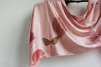 Pink Handmade Silk Scarf: Eco Printed with Real Leaves, Naturally Dyed