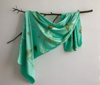 Mint Silk Scarf: Handmade Printed With Real Leaves