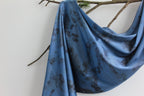 Blue Silk Scarf: Handmade Printed With Real Leaves