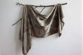 Green Silk Scarf Printed With Real Leaves