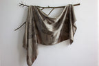 Green Silk Scarf Printed With Real Leaves