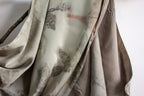 Green Silk Scarf Printed With Real Leaves