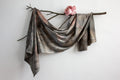Handmade Black Eco-Printed Silk Scarf