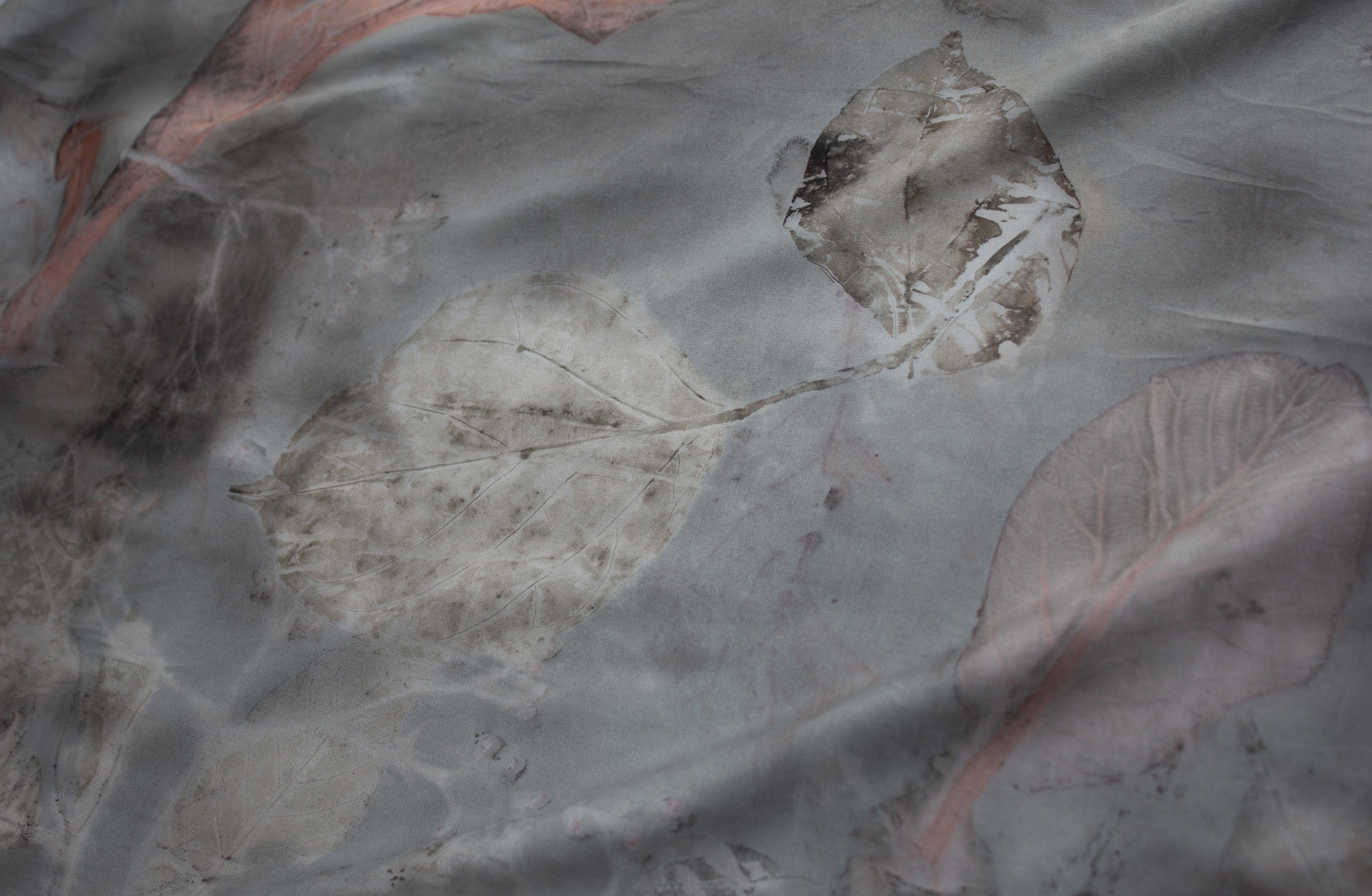 Handmade Black Eco-Printed Silk Scarf