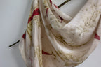 White Pure Satin Silk Scarf Eco-Printed: Eucalyptus And Silver Oak