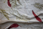 White Pure Satin Silk Scarf Eco-Printed: Eucalyptus And Silver Oak