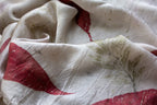 White Pure Satin Silk Scarf Eco-Printed: Eucalyptus And Silver Oak