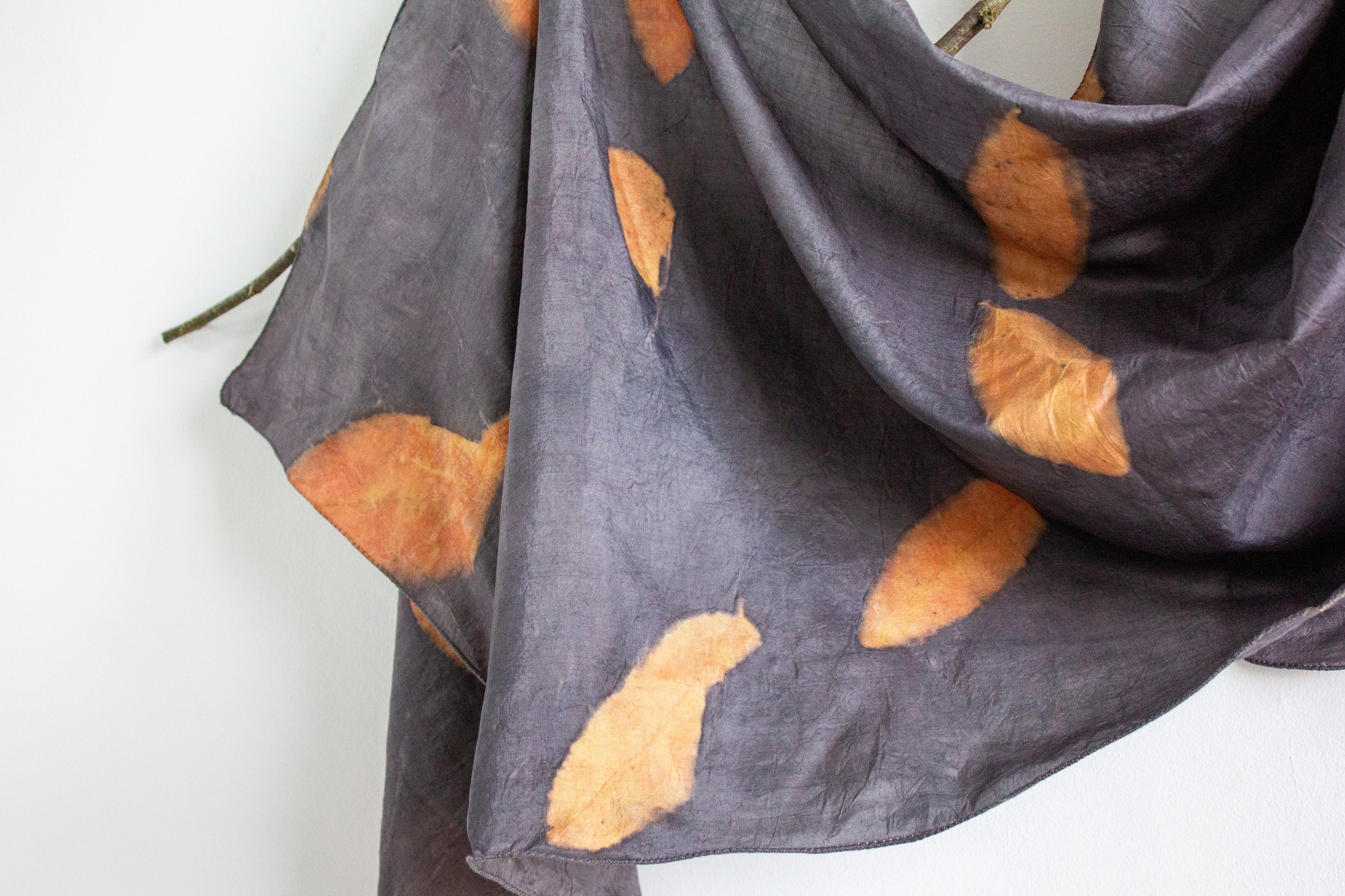 Black And Orange Mulberry Silk Scarf