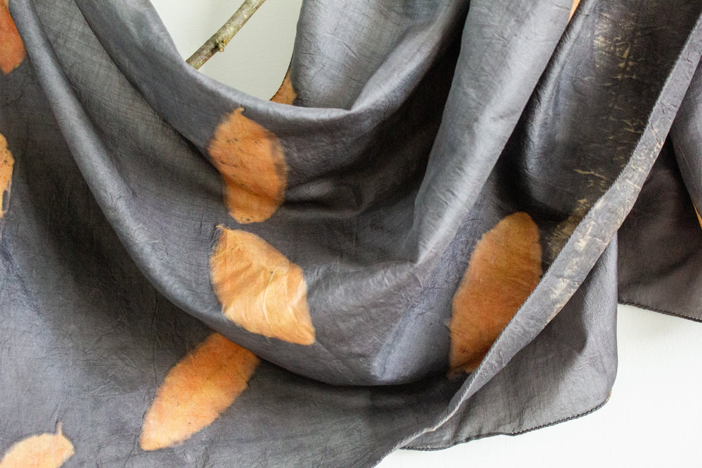 Black And Orange Mulberry Silk Scarf
