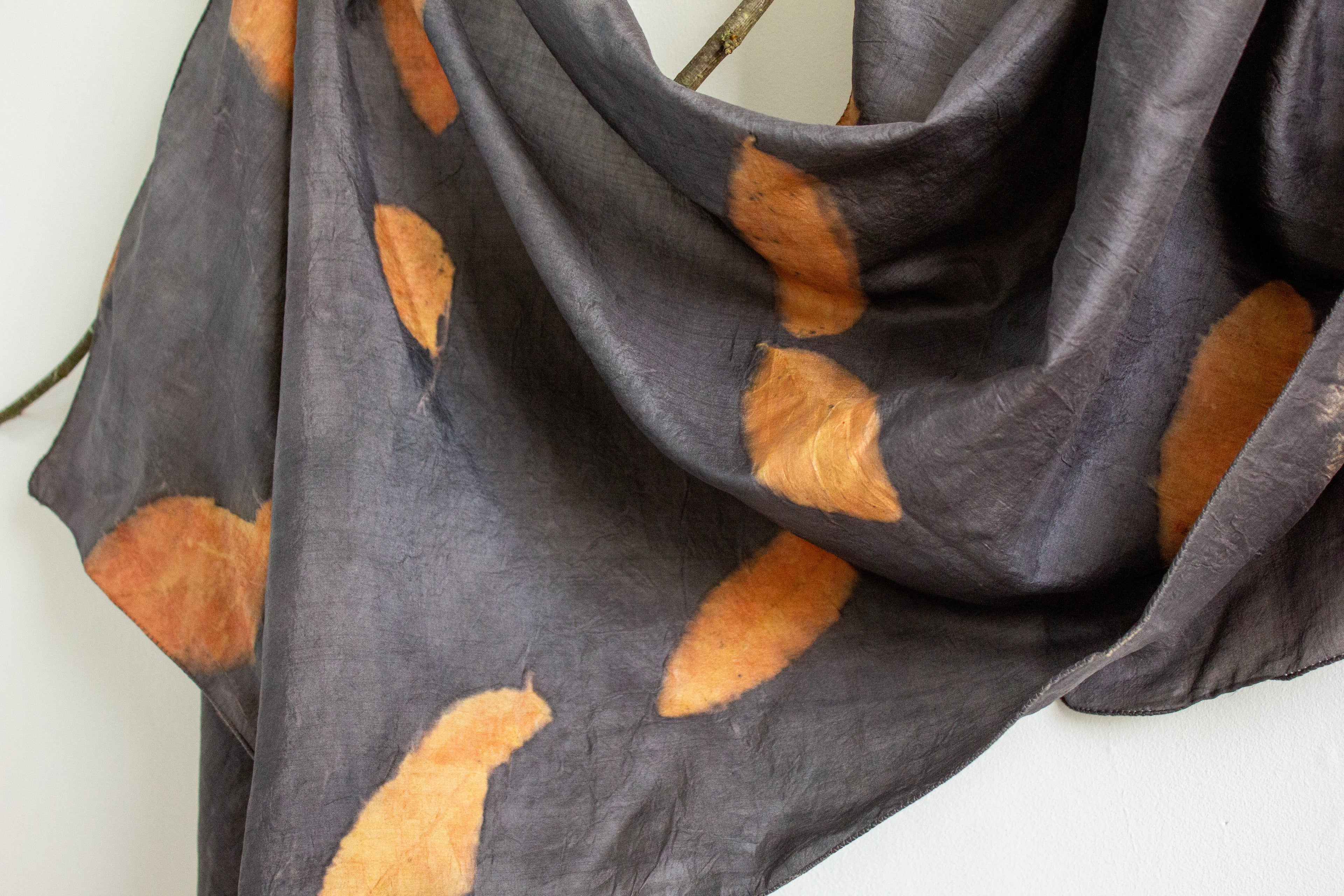 Black And Orange Mulberry Silk Scarf