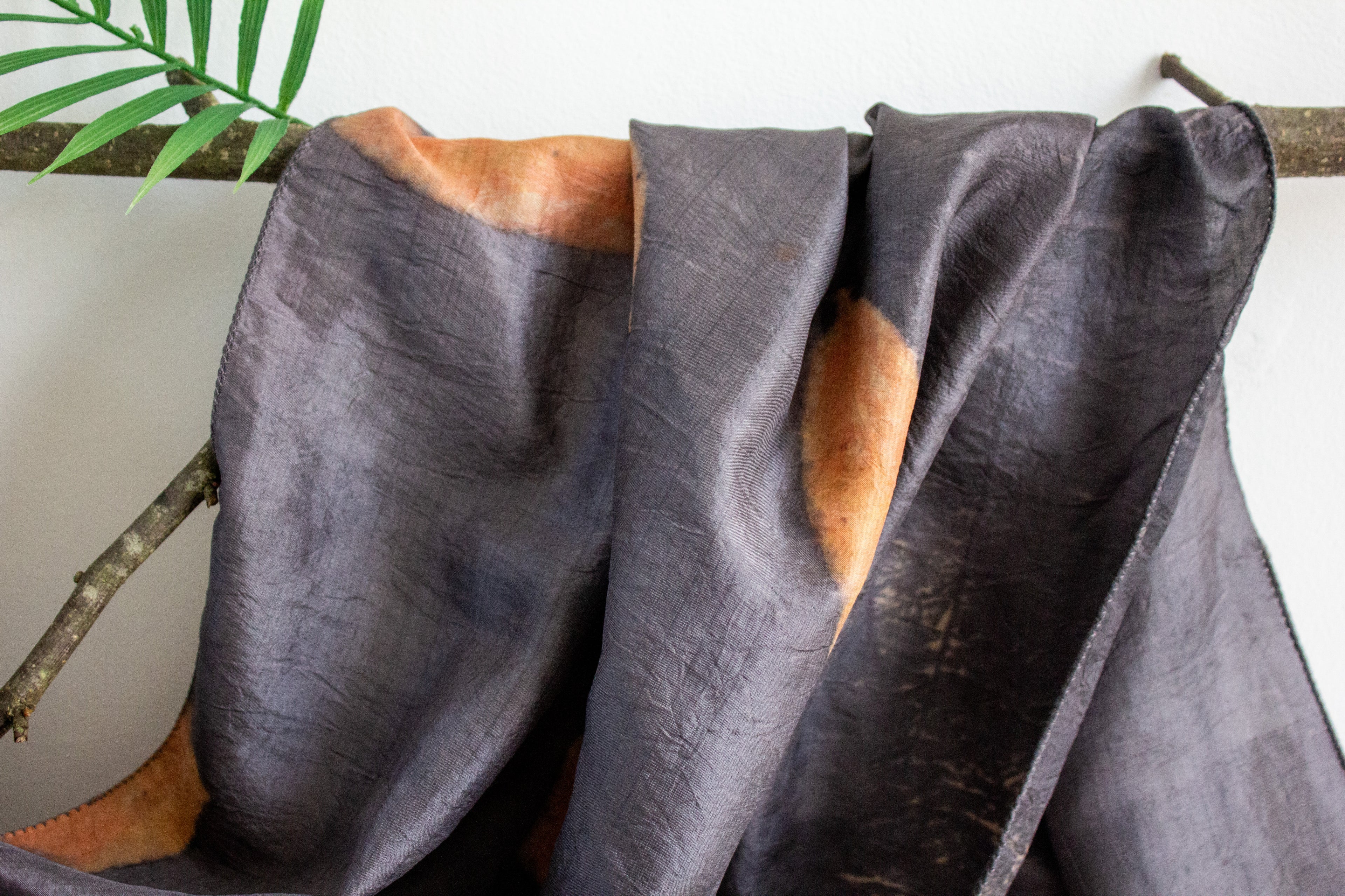 Black And Orange Mulberry Silk Scarf