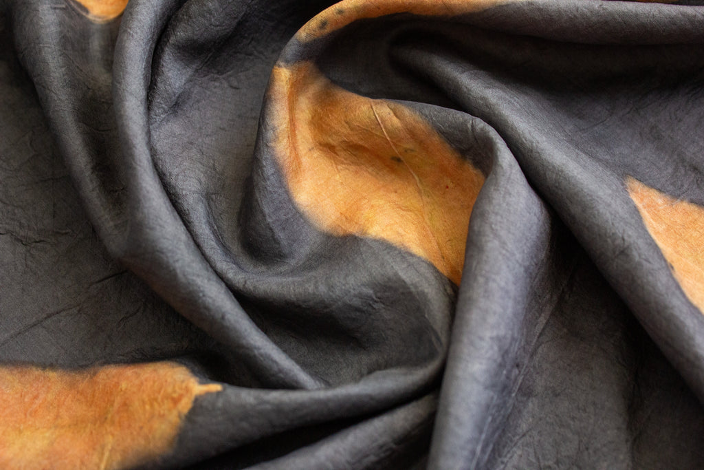 Black And Orange Mulberry Silk Scarf