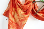 Orange Mulberry Silk Scarf Ecoprinted