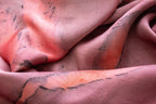 Maroon Silk Scarf Eco-Printed With Real Leaves