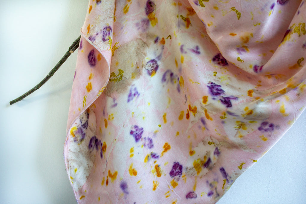 Pink Rose And Marigold Bundle Dyed Silk Scarf