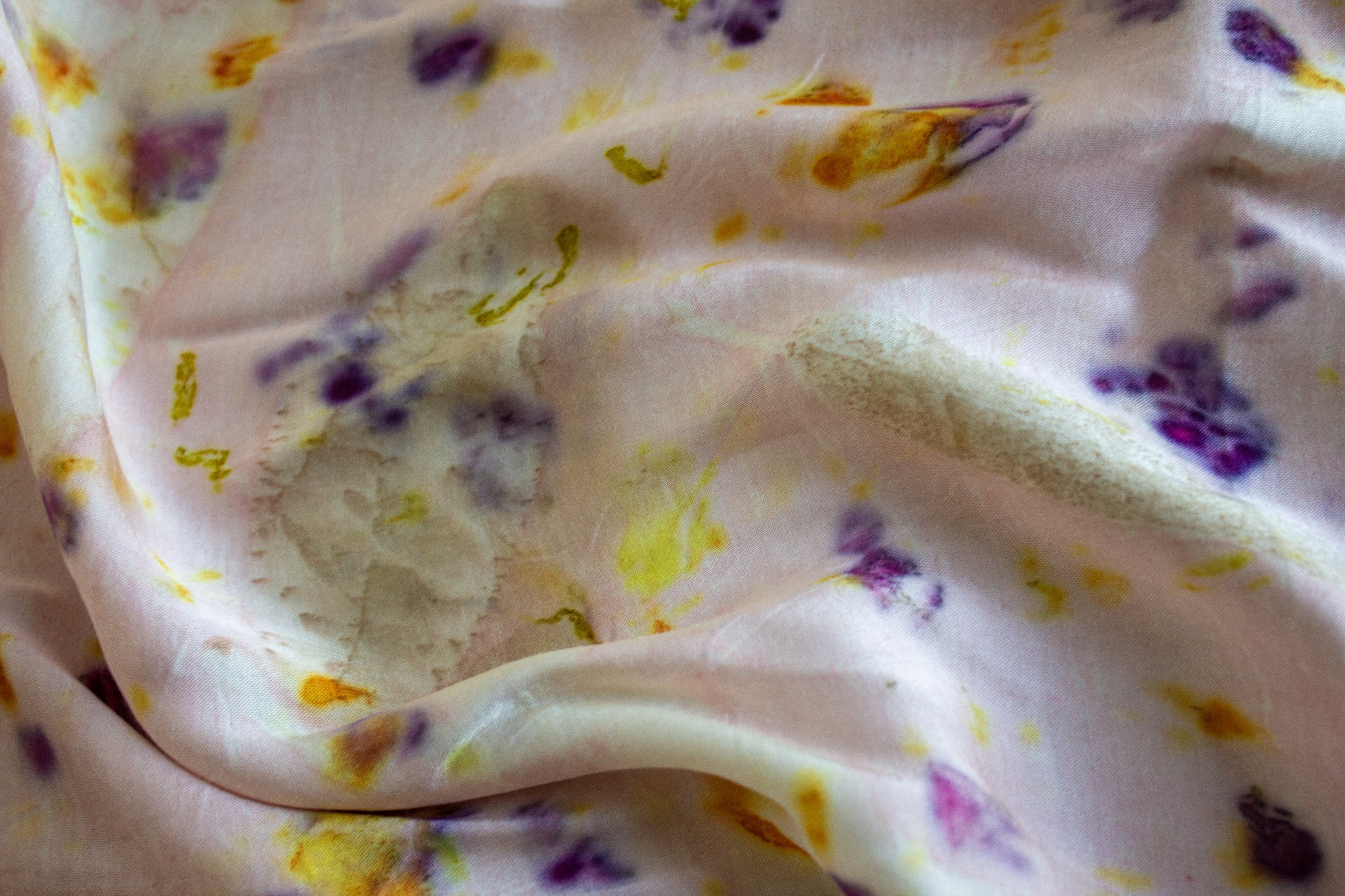 Pink Rose And Marigold Bundle Dyed Silk Scarf