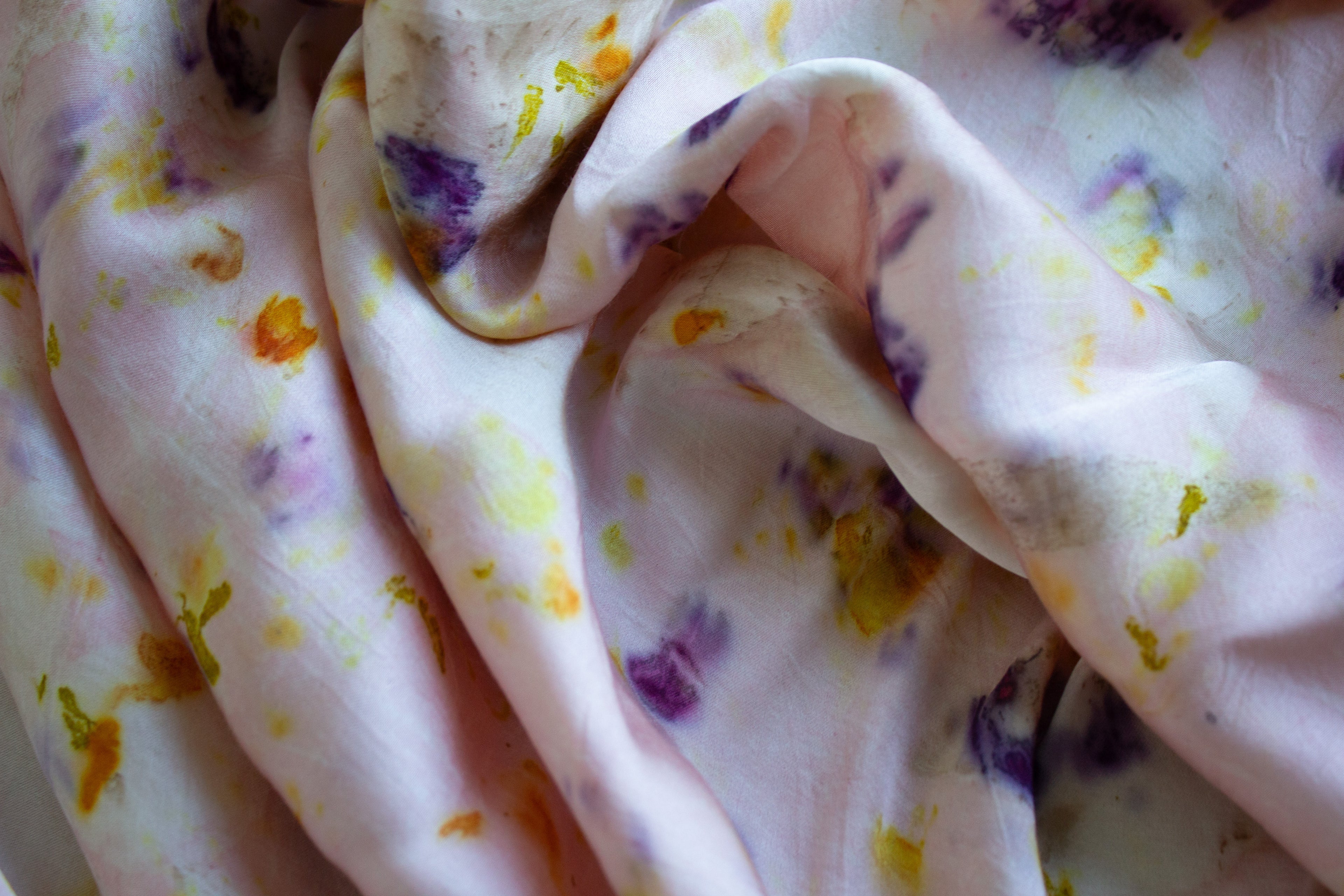Pink Rose And Marigold Bundle Dyed Silk Scarf