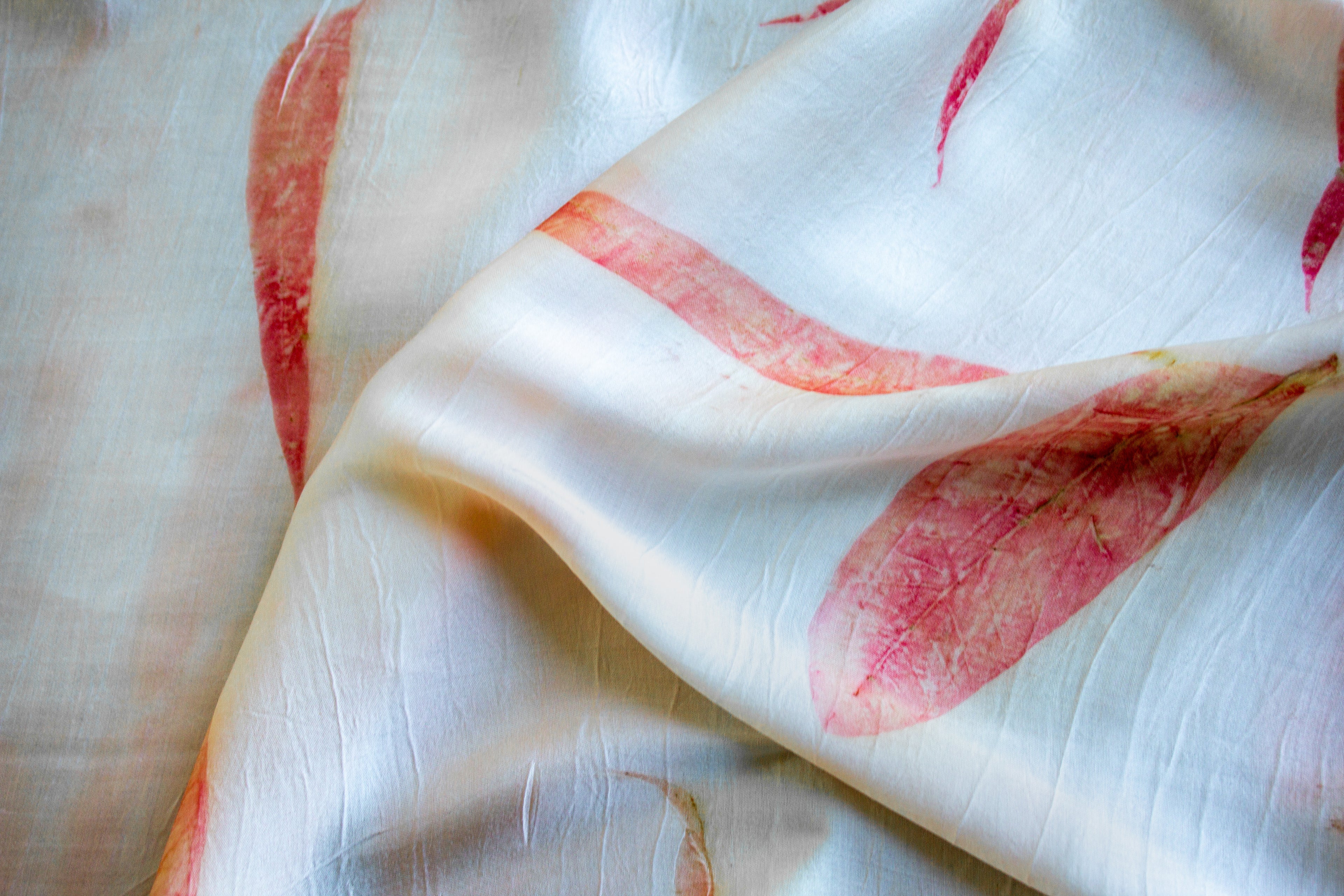 Peach Eucalyptus Silk Scarf Eco-Printed