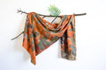 Orange Cotton Scarf: Eco-Friendly Botanical Print